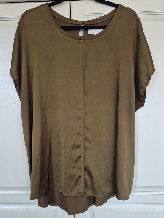 MTL 1980 Tops - Olive Green Short Sleeve Women's Blouse